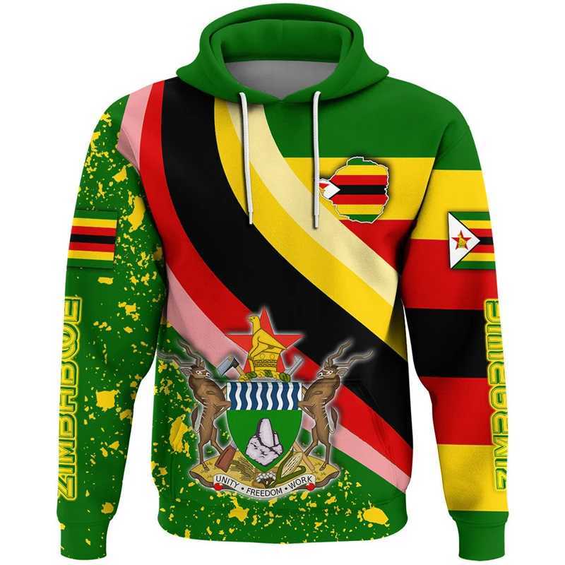 Zimbabwe flag map graphic sports shirt emblem hoodie mens AFrican boys hoodie casual mens Jersey top W241213