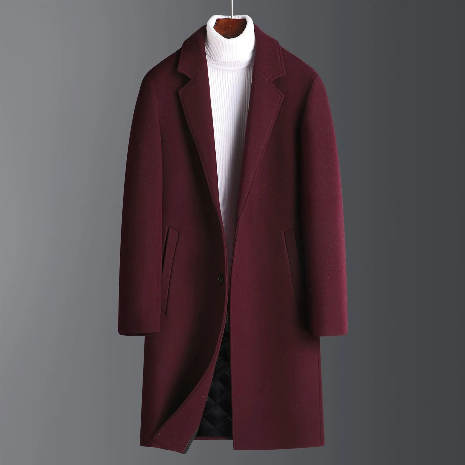 Mens Medium And long length Business Casual Outerwear including Woolen Overcoats and Windbreakers For Autumn Winter 241213