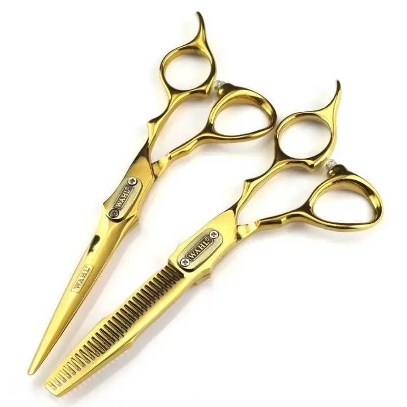 New Arrival Professional barber shears and trims 6.0-inch gold double sword face 440C steel salon barber shears Z241213
