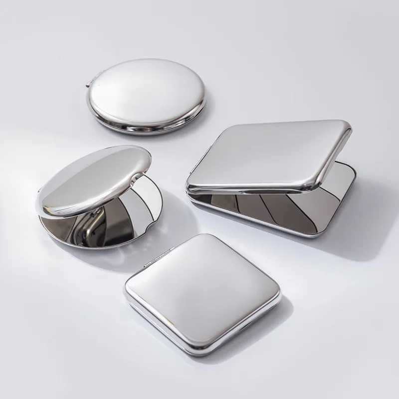 Foldable Makeup Mirror Portable Double-Sided Mirror Stainless Steel Pocket Small Tinkering Mirror ForTravel Beauty Cosmetic ToolXJ241213