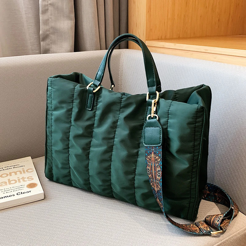 Big retro tote bag winter Warm Down cotton handbags for women Shoulder Messenger Bags Shopper bag wallet 241205