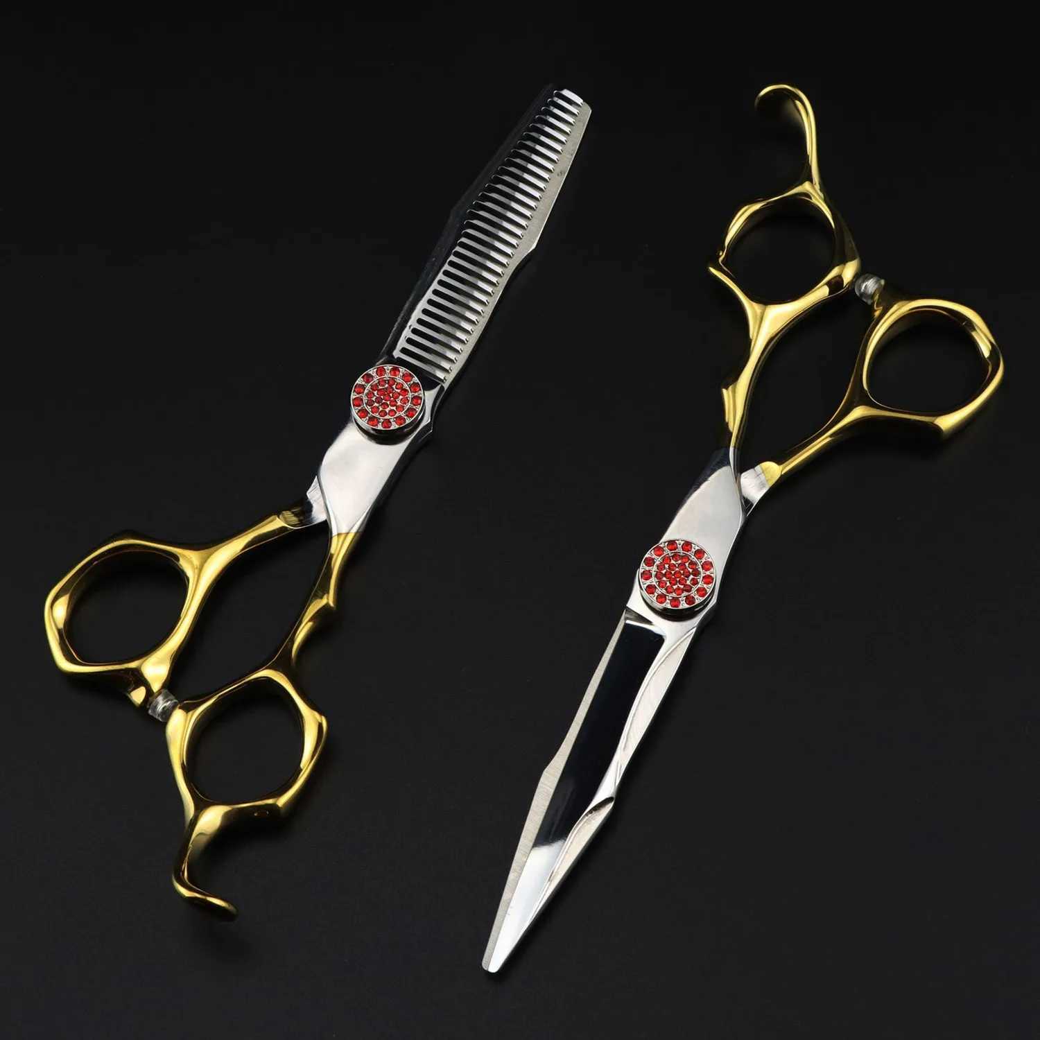 New Arrival Professional JP440C Steel 6-inch Ruby Golden Hair Clip Hair Clip Slim Barber Z241213