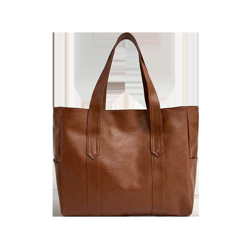 Retro Soft Leather Tote Simple And Versatile, Fashionable Shoulder Bag, Cross-Border Light , High-End, Large Capacity Commuting Handbag