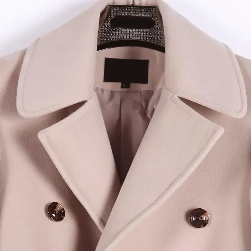 Minglu Long Wool Mens Coat Autumn Cashmere Solid Color Mens Jacket and Coat Plus Size 5XL 6XL Mens Trench 241211