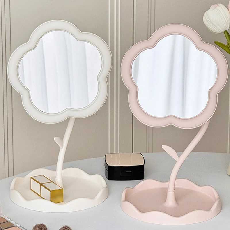 1Pcs Flower Shaped Mirror Decorative Mirrors Makeup Mirror With Jewelry Hair Accessories Tray Tabletop Mirror Home DecorXJ241213