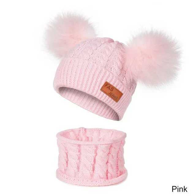 Newborn Baby Hat Scarf Set Pompom Infant Baby Girl Boy Winter Hat For Kids Warm Knitted Children Boys Girls Beanie CapXJ241213