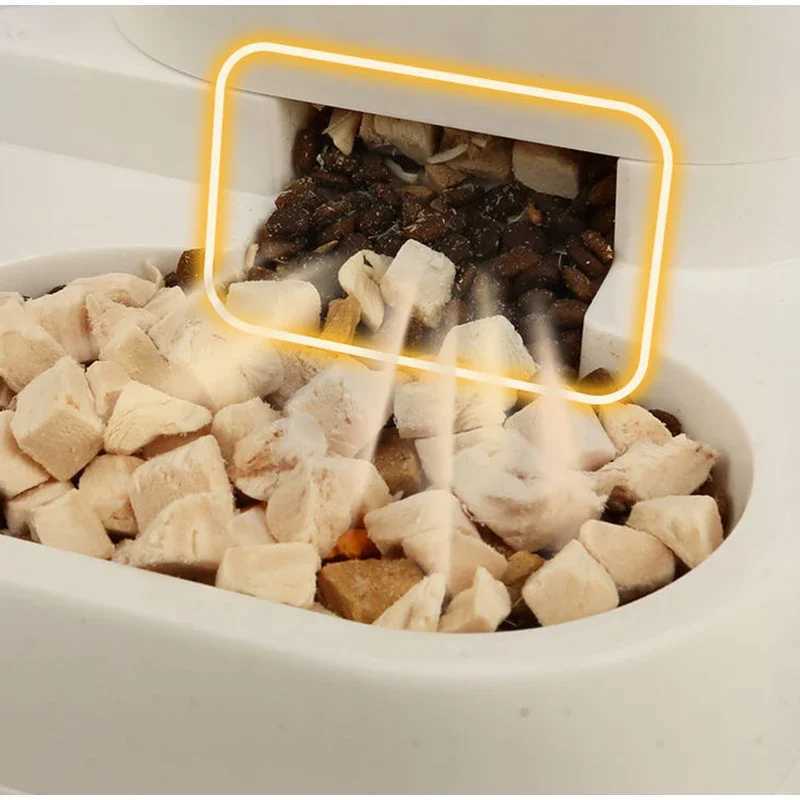 Cat Feeders 2-in-1 Automatic Feeder Dog Cat Food Bowl and Water Feeding Device Pet Large Food Dispenser Puppy Pet Kitten Bowl Accessories z241213