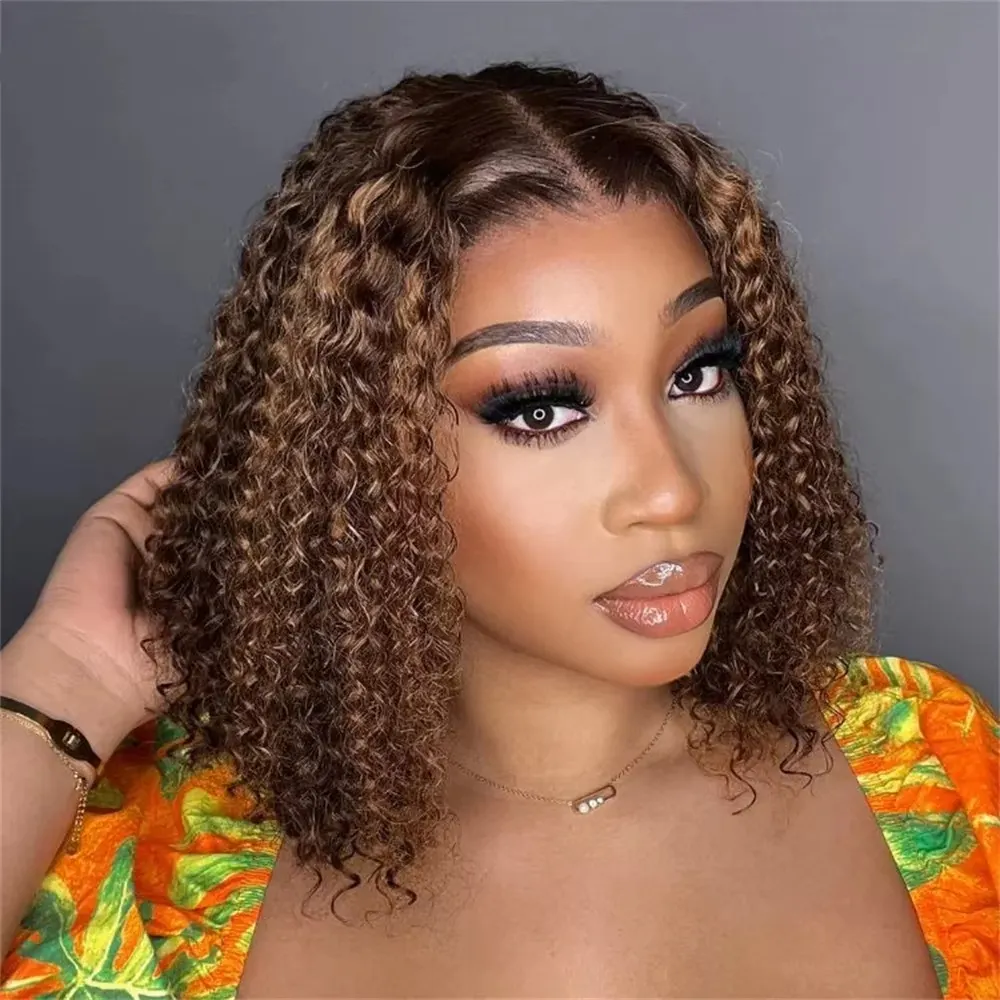 Really 100% Human Piano Blonde 30 Inch Wet And Wavy 13x4 Kinky Curly Front Wigs Transparent Lace Wig 280 Density Glueless Body Wave Hair For Woman Bla