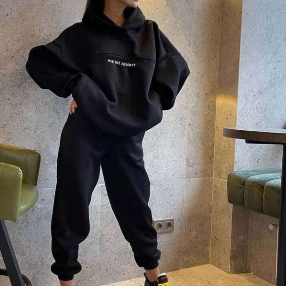 European American Foreign Rade Spring Auumn Women's Fashion Hooded Prined Sweashir, Spors Leisure Sui, Rendy Clohing, Fashionable And Casual