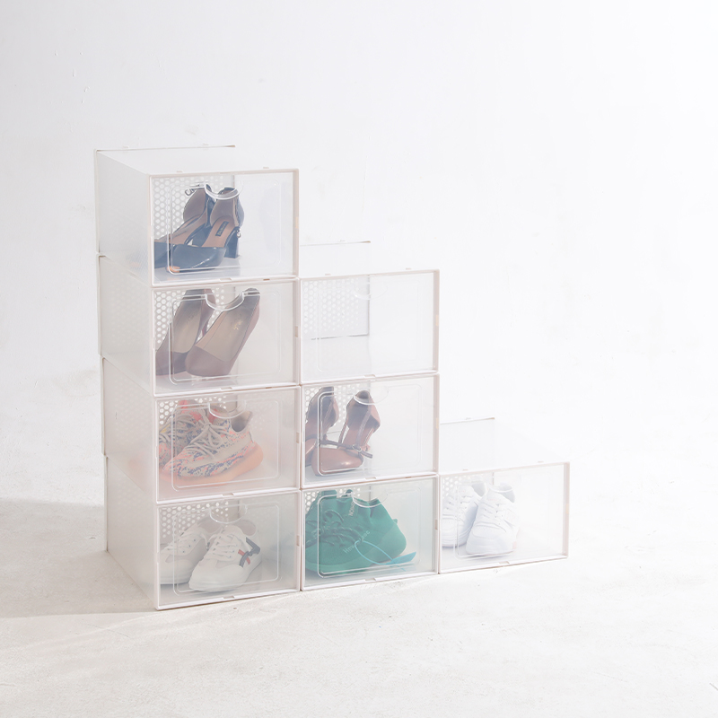 Large double frame plastic transparent shoe box Amazon hot selling folding storage box dustproof and waterproof PP basketball shoe box