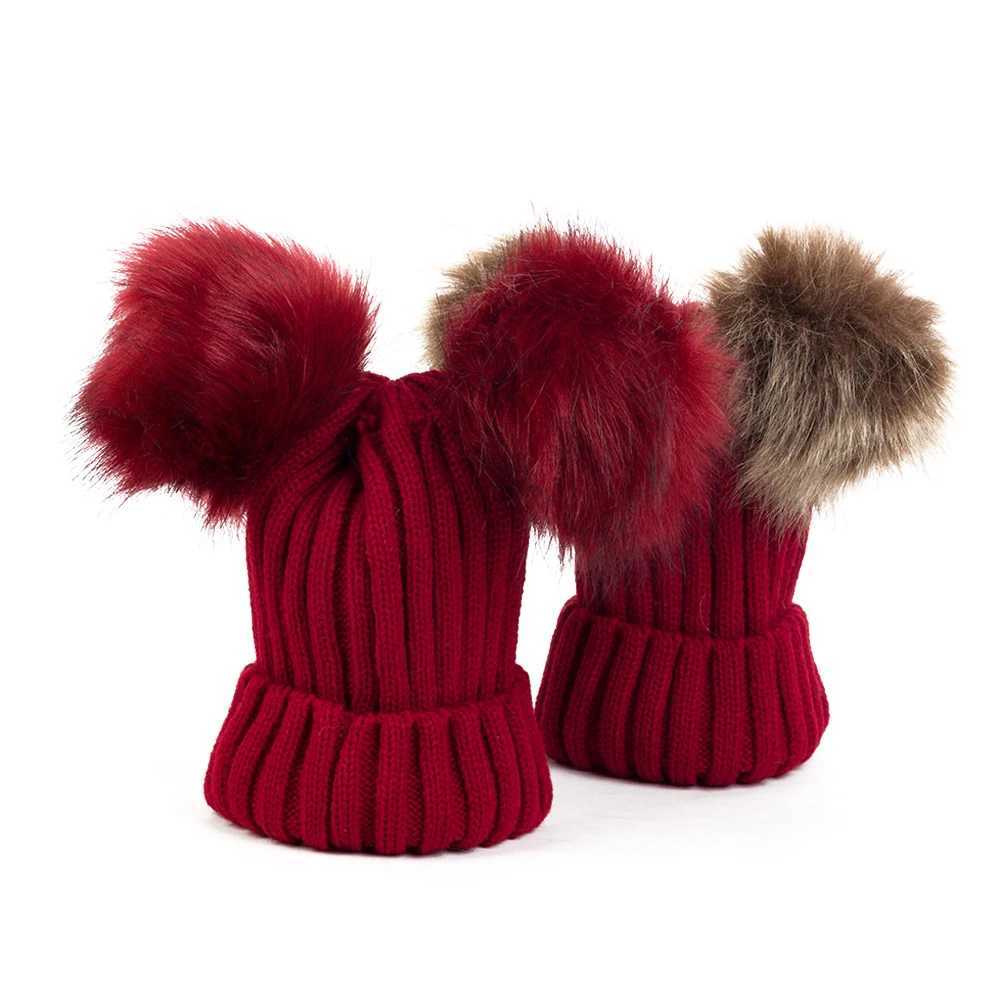 Newborn Baby Girls Solid Knitted Pompom Ball Caps Infant Autumn Winter Warm Skullies Beanies Hats Soft Cotton Caps Hat 1-3YXJ241213