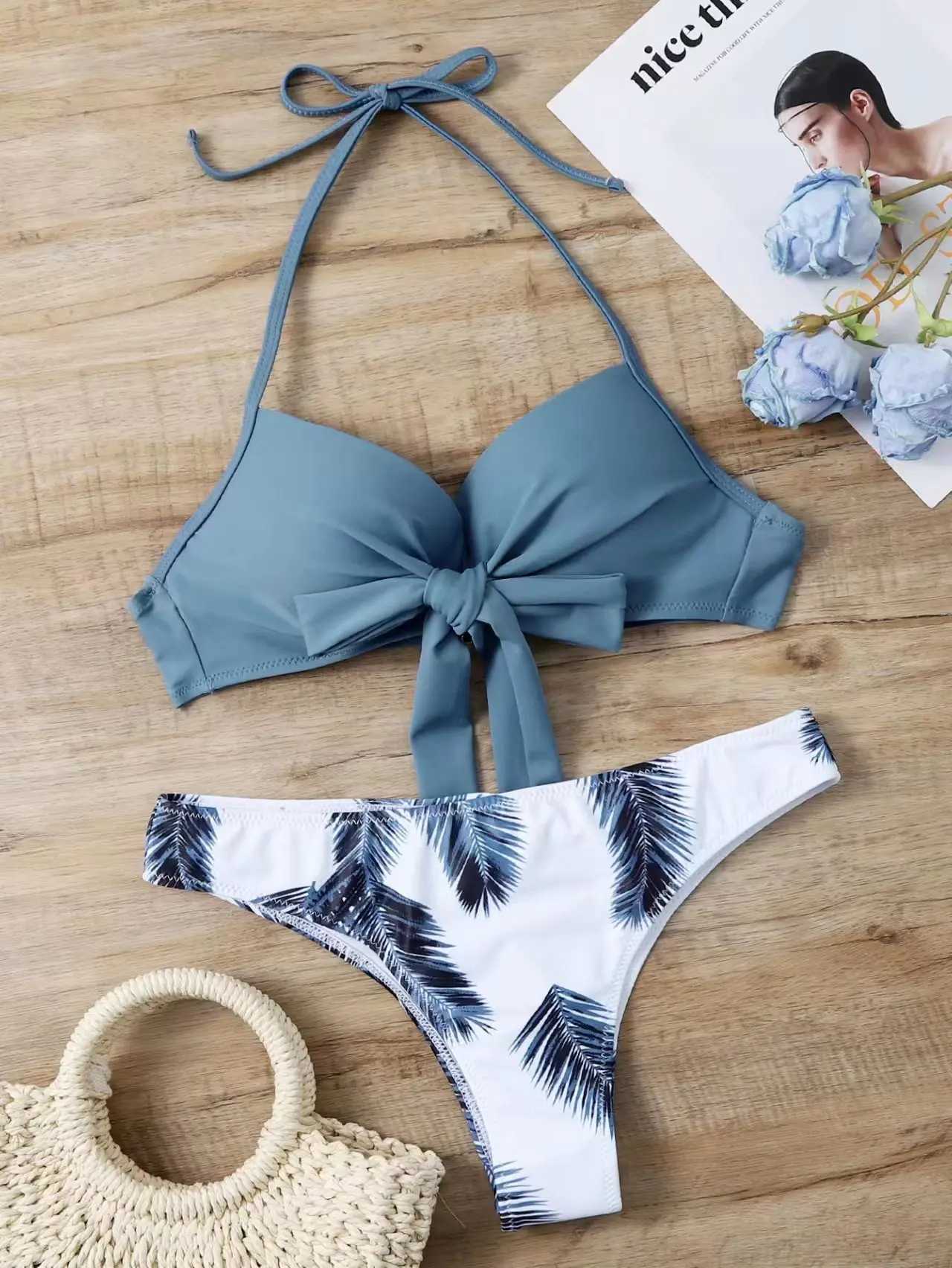 Brazilian Thong Bikinis 2024 Women Push Up Swimsuit Printed Sexy Swimwear Fa Beachwear Bathers Bathing Swimming Swim SuitXJ241212