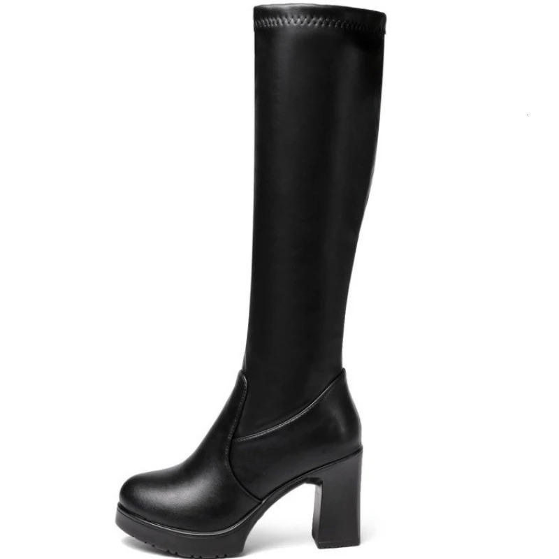 Womens shoes 2024 fashion Pointed toe thick heel womens knee high boots winter warm boots Zapatos De Mujer 241213