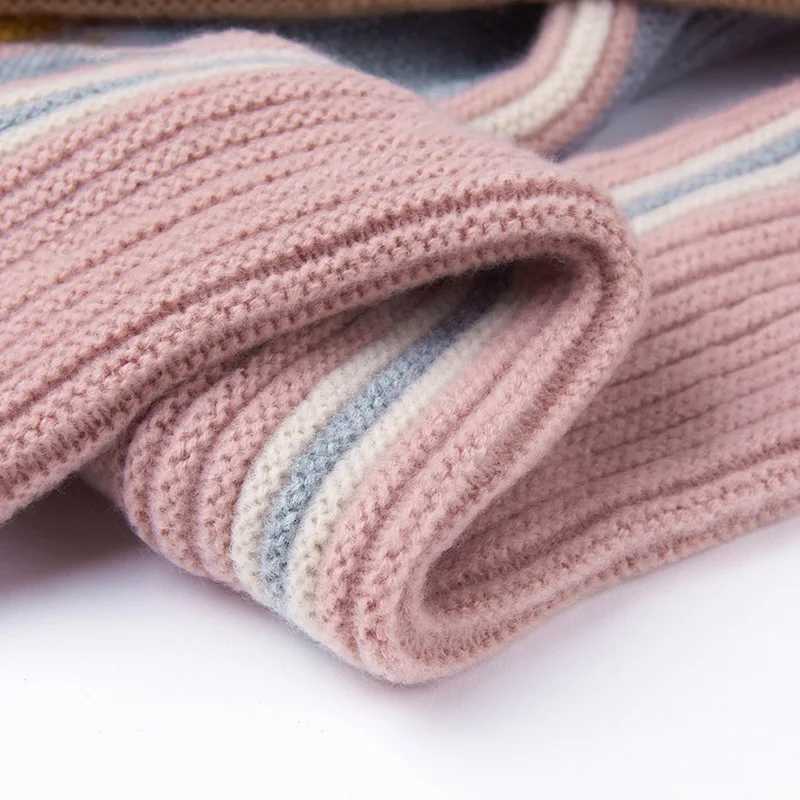 Scarves Wraps Children Scarf Knitted Winter Cashmere Soft Scarf Baby Boys Girls Lovely Fur Pom-pom Neckerchief Kids Girl Neck Warmers Scarf H241213