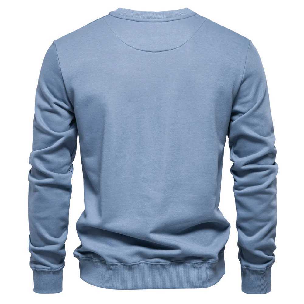 Y2K Techwear Brand Quality Cotton-Blend Mens Crew Neck Solid Color Pullover Sweatshirts Pullover Casual Sport Sweatshirt For Men W241213