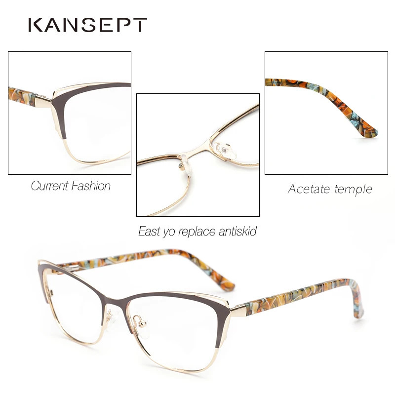Metal Women Fashion Cat Eye Frame Optical Glasses Frames Retro Eyeglasses Transparent Computer For 241213