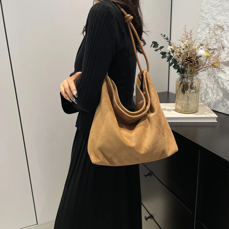 Suede Bag for Women Faux Suede Tote Hobo Bag Vintage Womens Bags Trendy Shoulder Bags Winter Fall Retro Handbag Purse Work Bag 241212