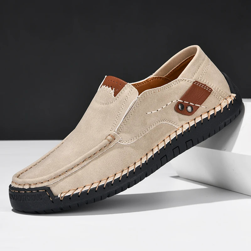 Handmade Leather Men Shoes Casual Comfortable Men Slip On Leather Loafers Men Flats Moccasins Tooling Shoes Man 241213