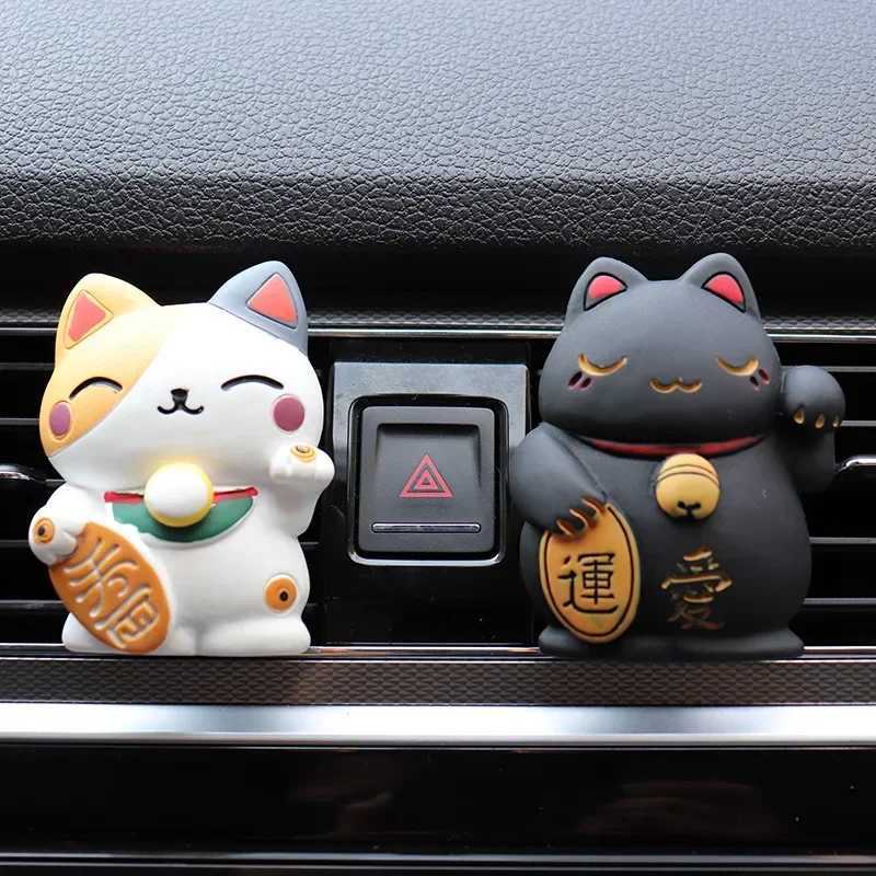 Car Air ener Lucky Cat Fragrance Diffuser Resin Art Perfume Clip Car Air Conditioner Outlet Vent Auto Interior AccessoriesXJ241213