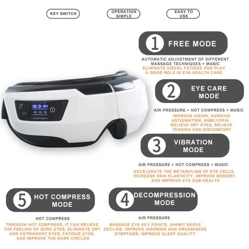 Eye massager intelligent air bag vibration eye health instrument hot compression Bluetooth massage glasses fatigue bag and wrinkles W241213