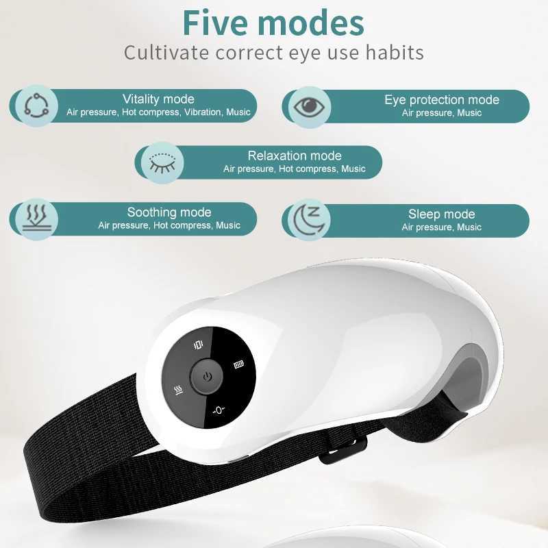 Intelligent air bag vibration eye massager heating Bluetooth music eye care instrument thermal compression relieves fatigue and dark cycles W241213