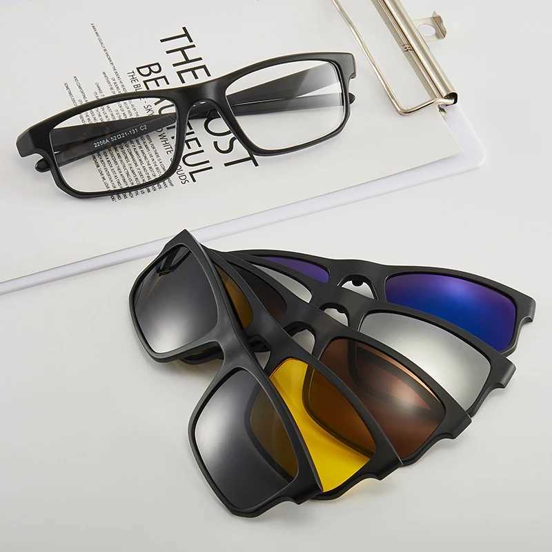 6 In 1 Men Women Polarized Optical Magnetic Sunglasses Clip Magnet Clip on Sunglasses Polaroid Clip on Sun Glasses Frame And BagX241213