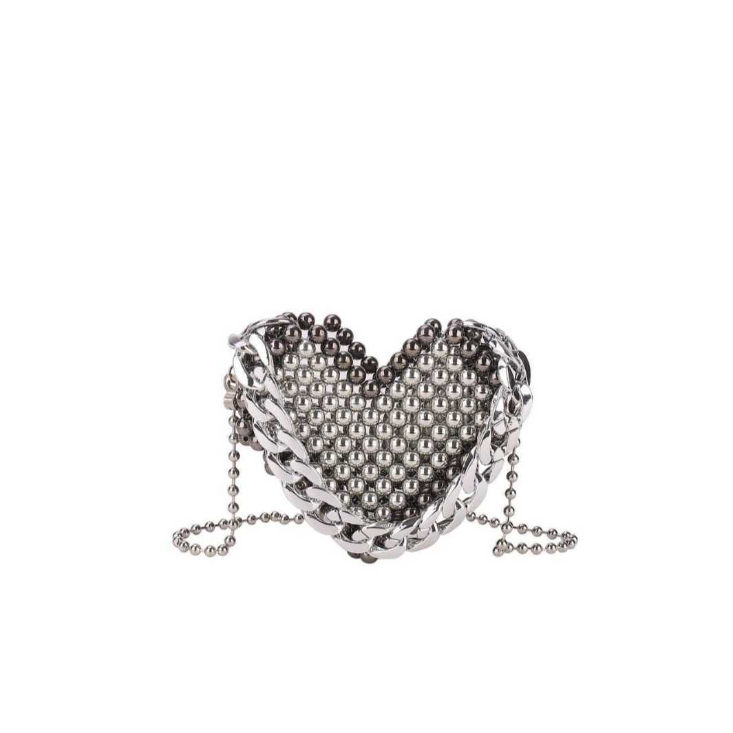 Mini Womens Beaded Love Handbag Summer New Banquet Bag Chain Cross Shoulder Bag