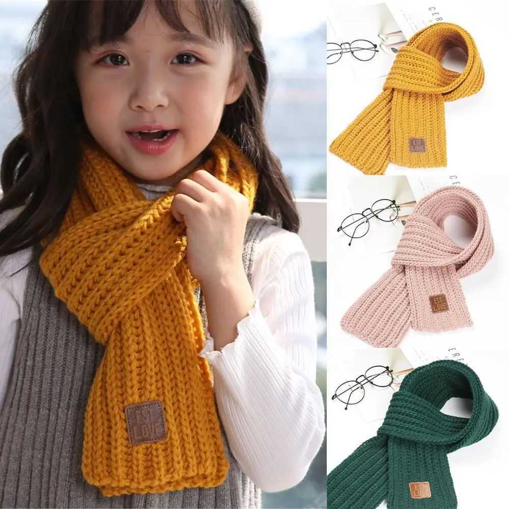 Scarves Wraps Fashion Boy Girl Winter Warm Scarf Knitting Wool Children Neck Warmer Wrap Outdoor Soft Neck Cover Windproof Neck Protection H241213