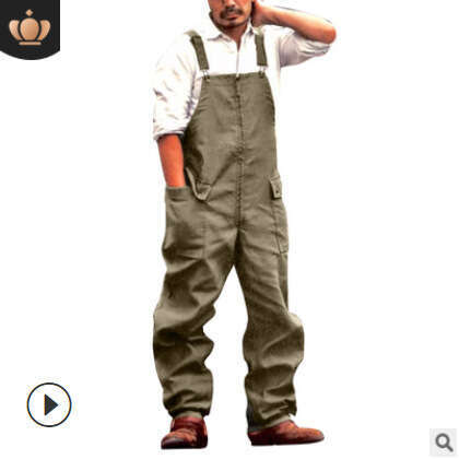 European And American New Four Season Solid Color Loose Straight Leg Workwear Casual Overalls