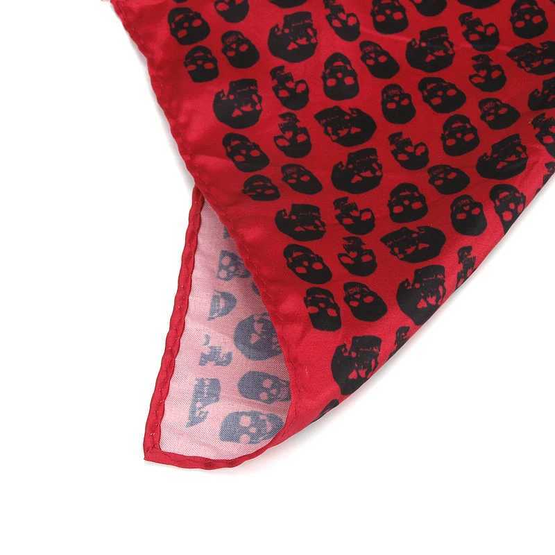 New mens handle retro skull print pocket square soft silk Hanks wedding party business Hanks chest towel gift W241213