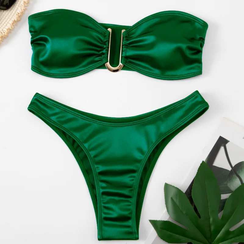 12 Color 2024 New Sexy Bandeau Bikini Women Swimwear Fa Swimsuit Two-pieces Bikini Set Padded Bather Bathing Suit SwimXJ241212