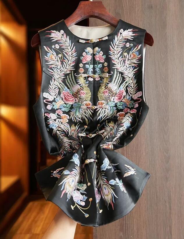 Women Chinese Style Retro Jacquard Buckle 2024 Spring Fashionable China-Chic Embroidery Vest Jacket