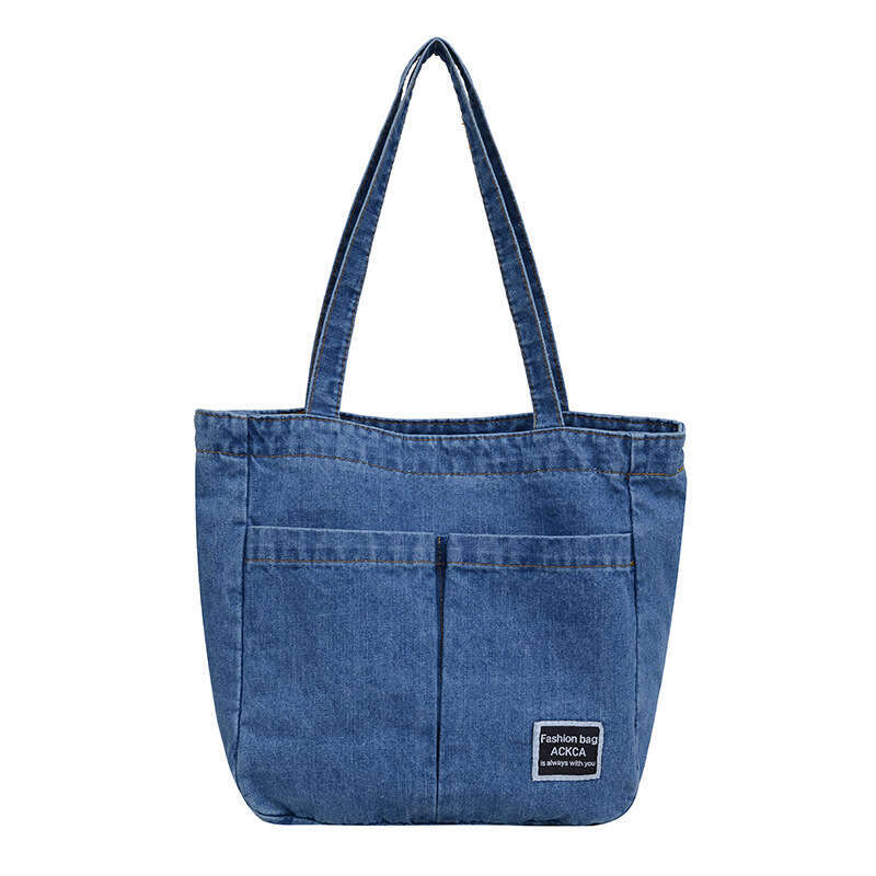 Washed Denim Canvas Korean Version Shoulder Tote Haruku Retro Artistic Women's Large Capacity Crossbody Bag