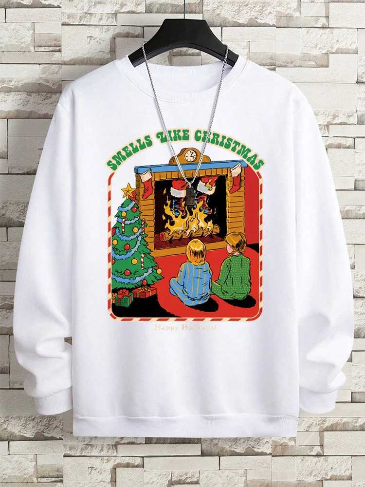 Smelling like Christmas fun manga mens hip-hop oversized sweatshirt oversized wool mens autumn loose fashion hoodie W241213