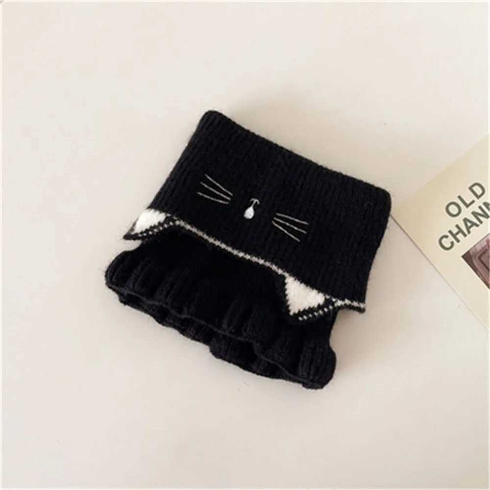 Scarves Wraps Winter Warm Plush Baby Scarf Cute Caroon Bears Boy Girl Newborn Toddler Faux Fur Children Cross Neckerchief H241213
