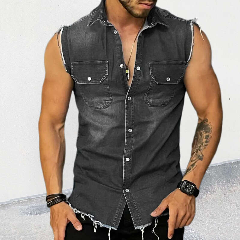 European And American Fashion Casual Lapel Sleeveless Button Up Cardigan Pocket Denim Vest Fashionable Quality Classic