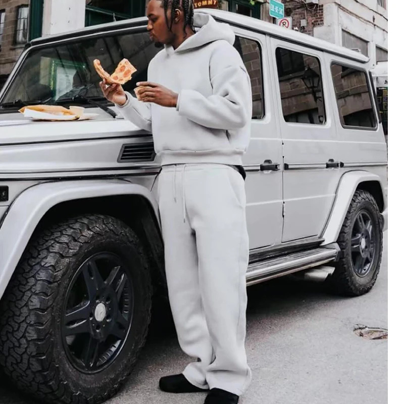 Autumn Fashion Casual Loose Sportswear Pullover Y2k Harajuku Street Mens Hoodie Pants Hip Hop Top 241211