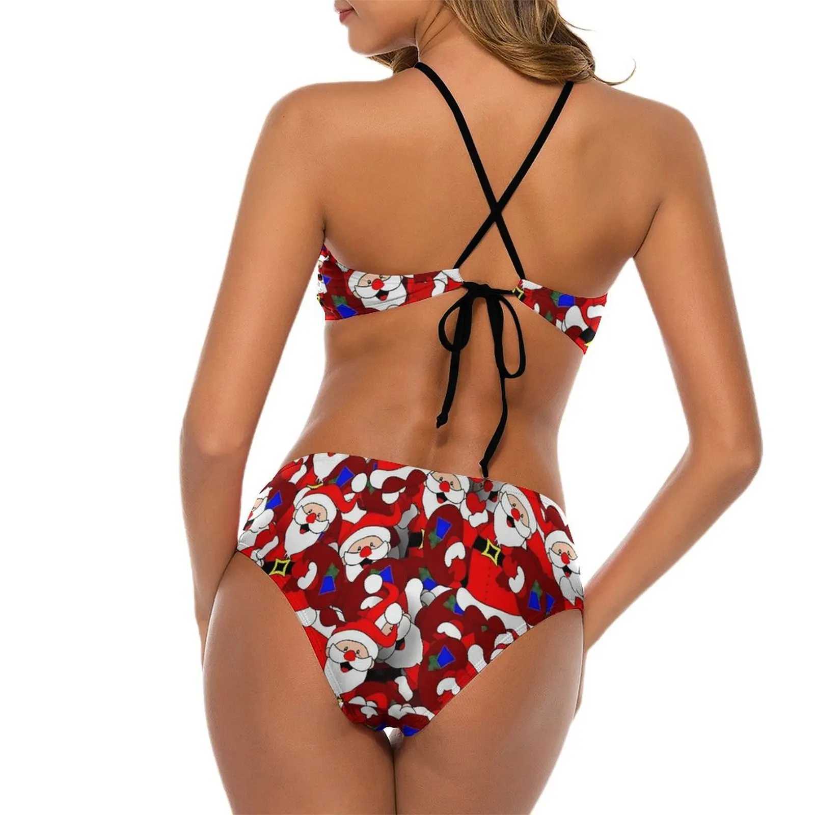 Sexy Christmas Bikinis Set Santa Claus Stylish Bikini Swimsuit Push Up Strap Swimwear Custom SwimsuitsXJ241212