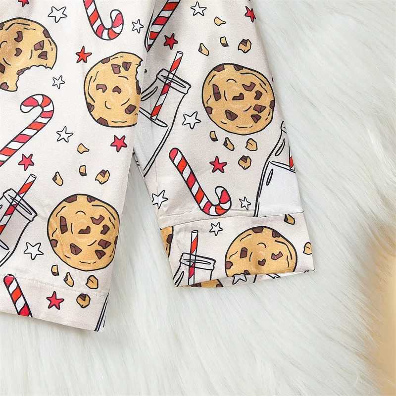 Kids Christmas Pajama Set Reindeer Patterned Long Sleeve Button-up Tops with Matching Pants 2 Piece Set for Boys and Girls W241213
