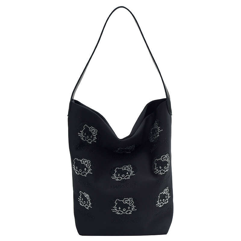 Leisure large capacity canvas commuting for women style shiny diamond single shoulder underarm bag 2024 temperament versatile new trendy clothing ins