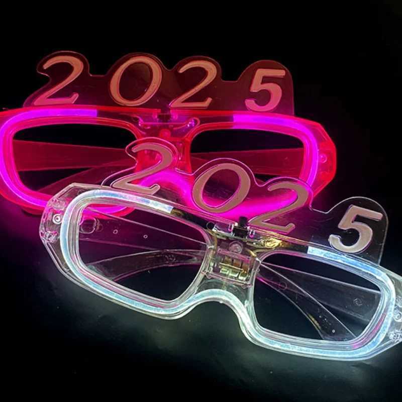 Sunglasses 1-20pcs 2025 Neon Glasses Glow In The Dark LED Light Up Glasses Christmas Party Gift For New Year Party Luminous Decorations H241213