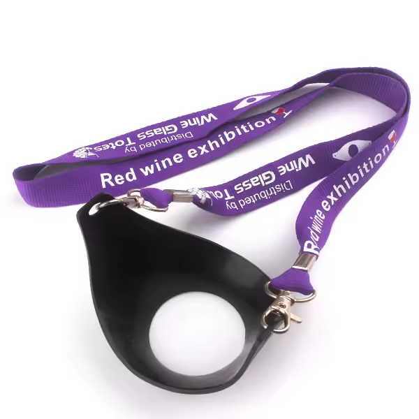 Customization Water Bottle Drink Cup Holder Neck Strap , Coffee Cup Lanyards With PVC Silicone Wine Beer Glass Holder Neck Lanyard,Silicone ring lanya