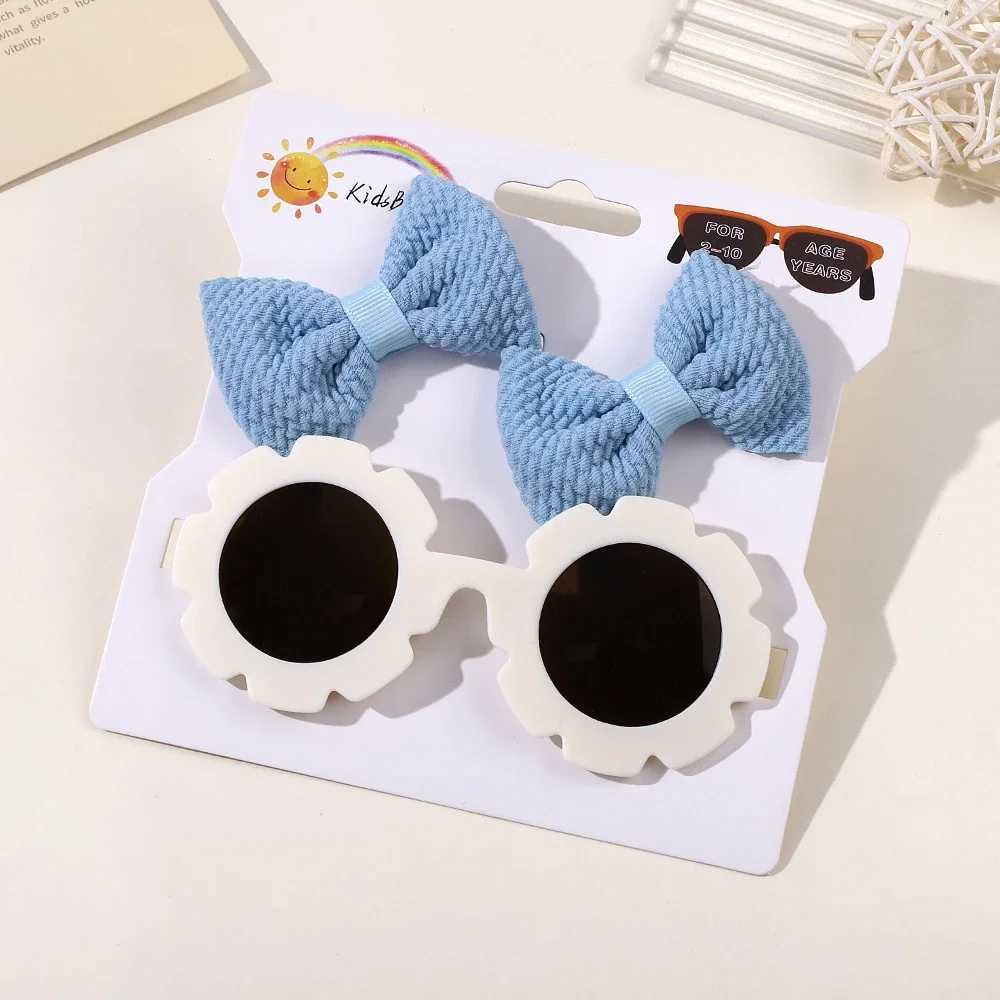 Sunglasses 3 Piece Of Childrens Bow With Hair Clip Sunglasses Set Cute UV Eye Protection Toy Suite H241213