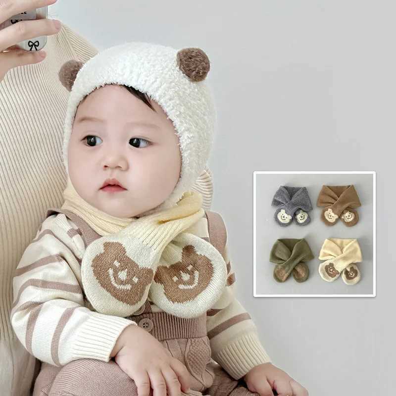 Scarves Wraps Simple Fashion Baby Scarf Candy Color Woolen Knitted Scarves For Girls Boys Winter Warm Kids Cross Neckerchief H241213