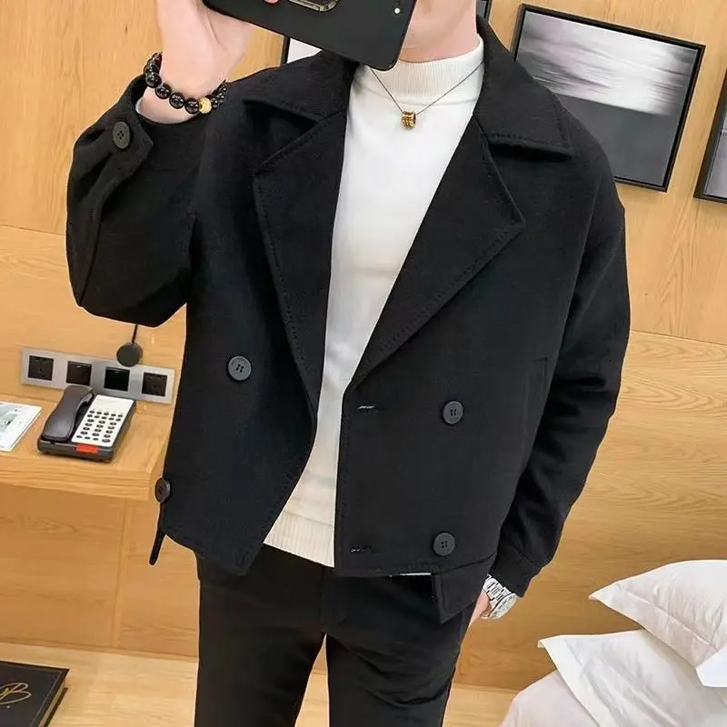Mens Wool Blends Jackets Oversize Male Coats Warm Short Fleeced Trendy y ner Clothes Offer Cold Harajuku Sale 241213