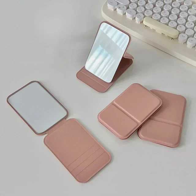 Desktop Makeup Mirror PU Leather Portable Vanity Mirror Foldable Hand Mirror Compact Mirrors Cute Pocket Mirrors for Travel ToolXJ241213