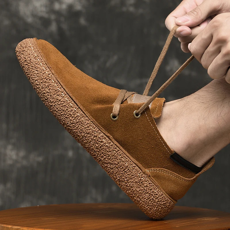 Nubuck Leather Loose Fitting Casual Shoes Comfortable Soft Bottom Oxford Shoes High Quality Genuine Leather Outdoor Sneakers 241213
