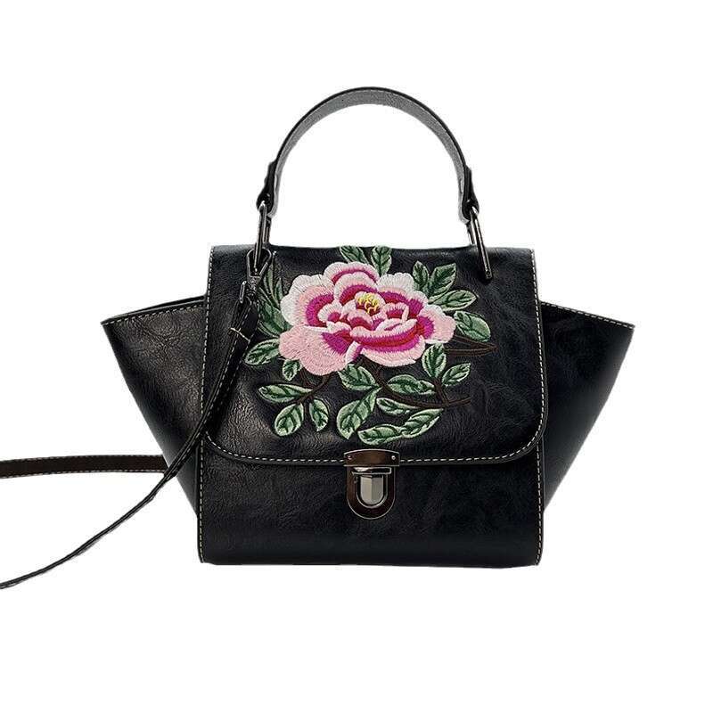 Handbag, Chinese embroidered peony women's bag, new ethnic style single shoulder crossbody bag