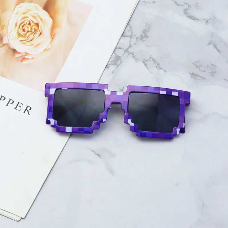 Sunglasses Kids Sunglasses Funny Sun Glasses Cosplay Action Game Toy Square Glasses Pixel Mosaic Thug Life Eyewear Childrens Gift H241213