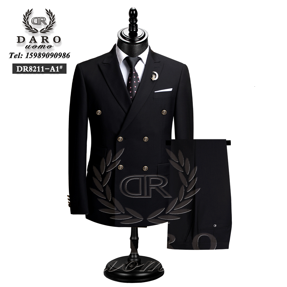 Darouomo 2024 Men Suit Slim Fit Formal Business Work Wear Suits 2Pcs Set (Jacket+Pants)Dr8211